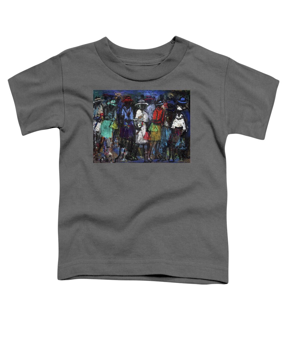 Soweto Toddler T-Shirt featuring the painting Street Talk by Joe Maseko