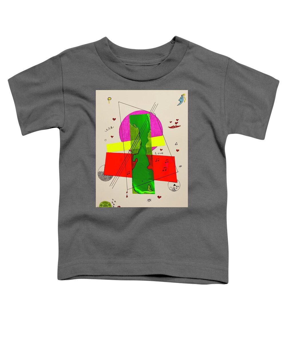  Toddler T-Shirt featuring the mixed media Strings on Green 111415 by Lew Hagood
