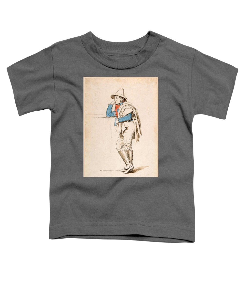 Martinus Rorbye Toddler T-Shirt featuring the drawing Study of a Roman Coachman by Martinus Rorbye