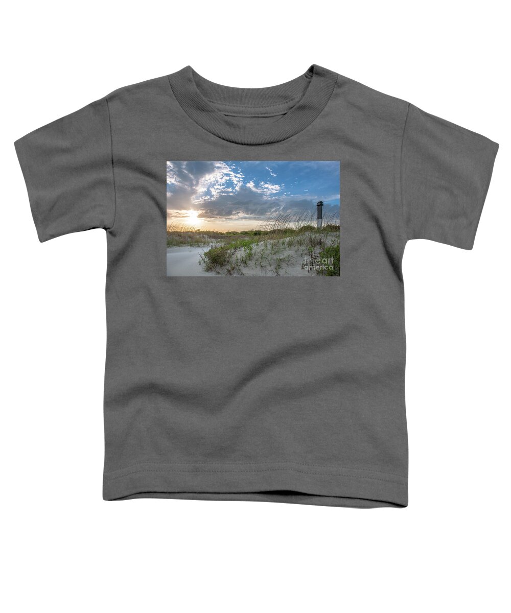 Sullivan's Island Lighthouse Toddler T-Shirt featuring the photograph Sullivan's Island Lighthouse - Coastal Dunes by Dale Powell