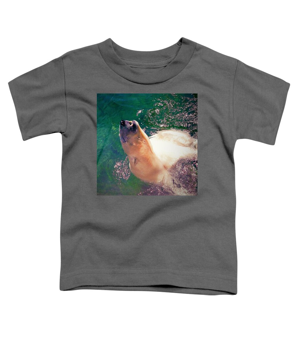 - Summer Swim - Polar Bear Toddler T-Shirt featuring the photograph - Summer Swim - Polar Bear by THERESA Nye