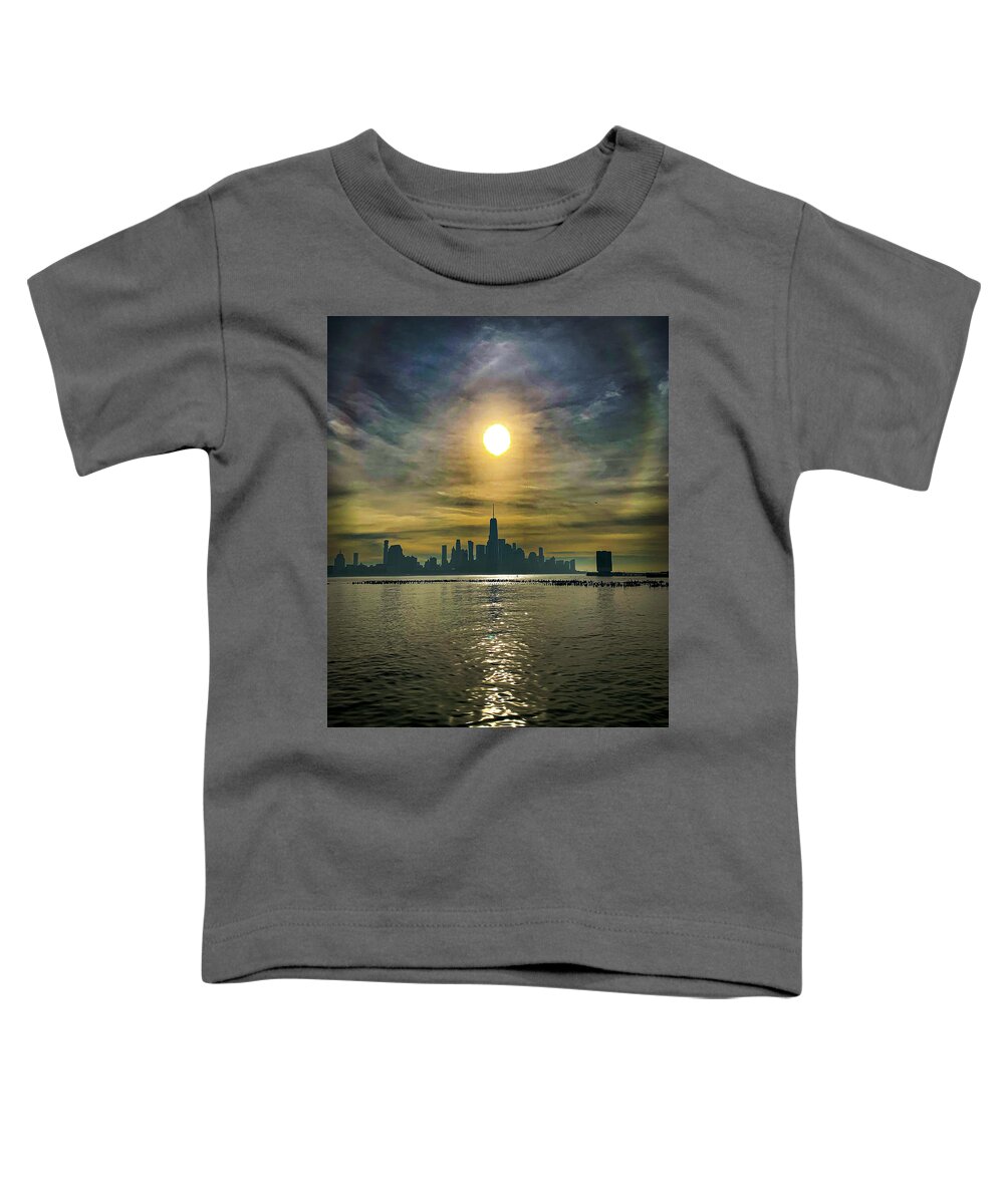 Freedom Tower Toddler T-Shirt featuring the photograph Sun over the city by Jim Feldman