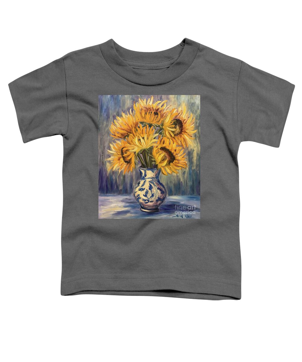 Oil Painting Toddler T-Shirt featuring the painting Sunflower Bouquet by Sherrell Rodgers