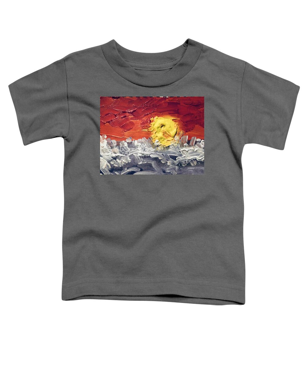 Ocean Toddler T-Shirt featuring the painting Sunrise at Sea by John Anderson