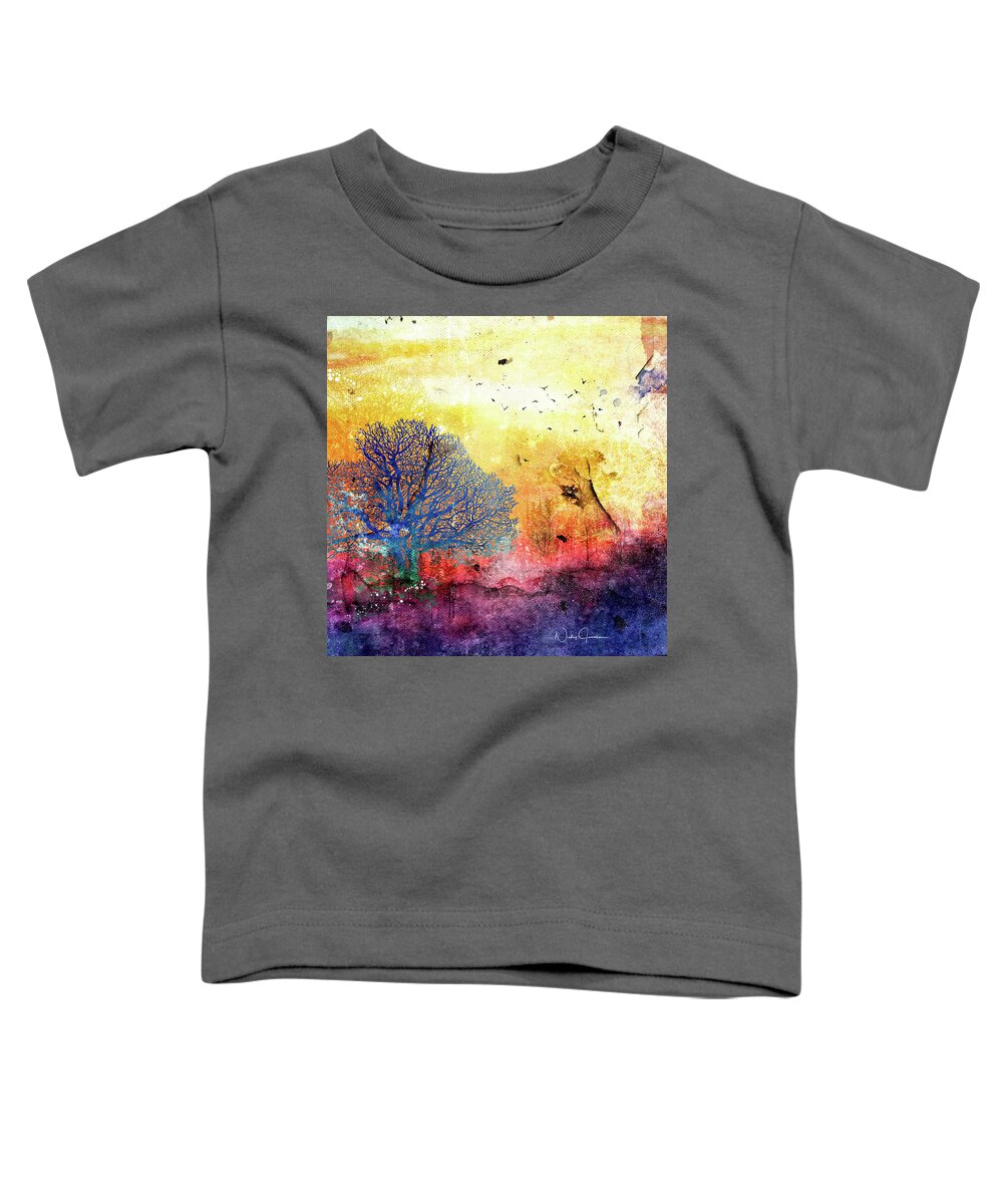 Landscape Toddler T-Shirt featuring the mixed media Sunrise Landscape by Nicky Jameson