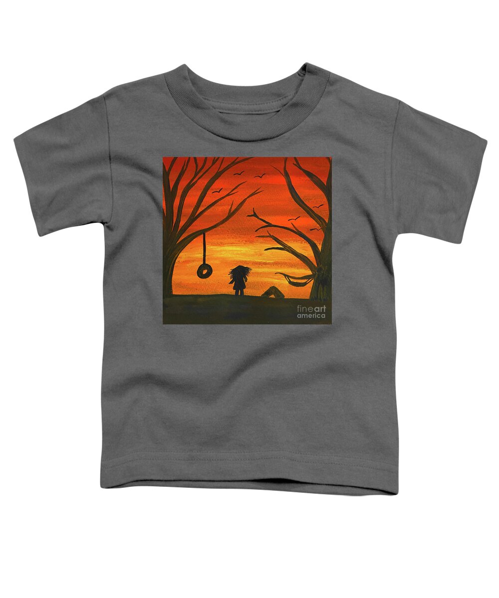 Sunset Toddler T-Shirt featuring the painting Sunset Adventure by Lisa Neuman