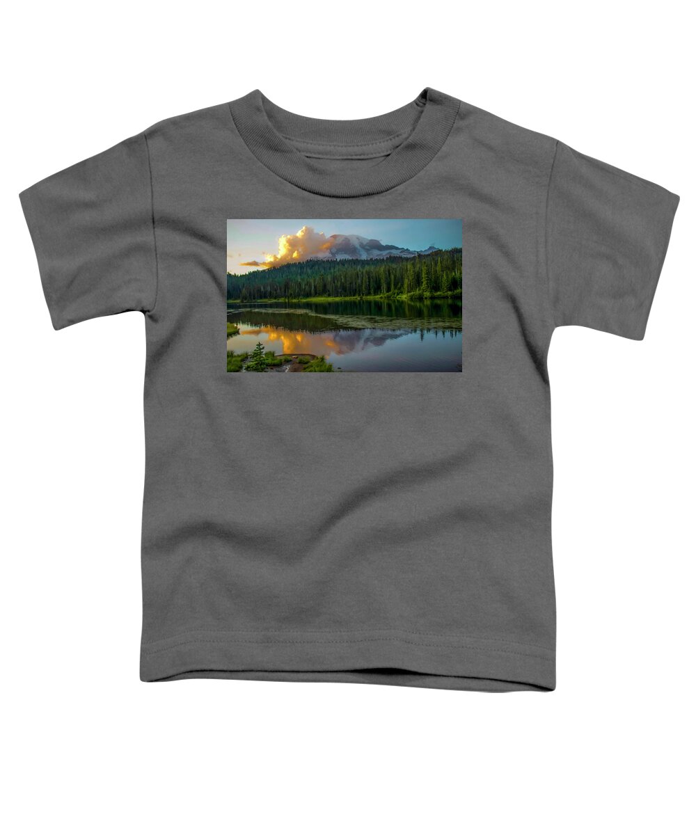 Mount Rainier National Park Toddler T-Shirt featuring the photograph Sunset at Reflection Lakes by Doug Scrima