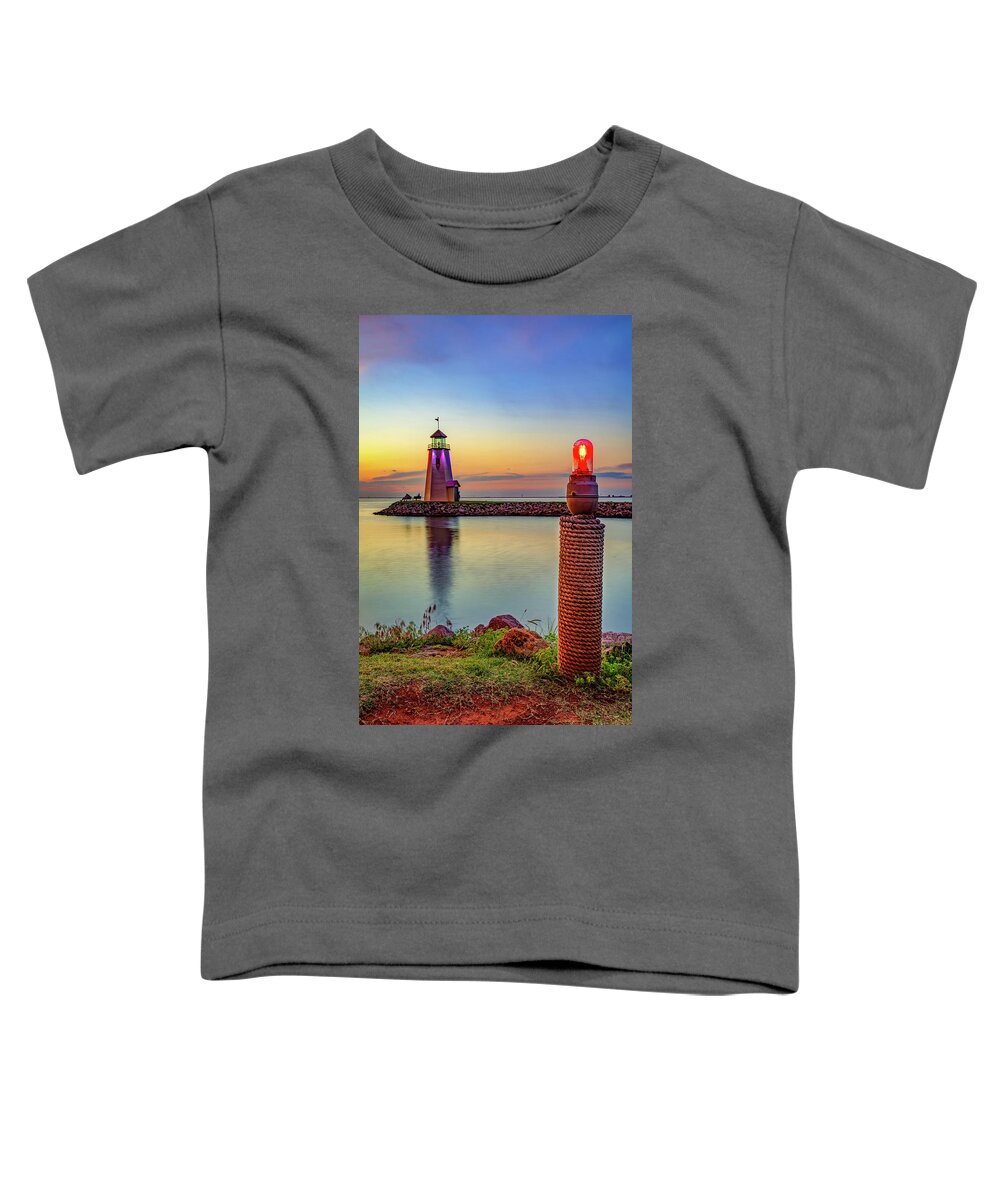 Oklahoma City Toddler T-Shirt featuring the photograph Sunset At The Lake Hefner Lighthouse in Oklahoma City by Gregory Ballos