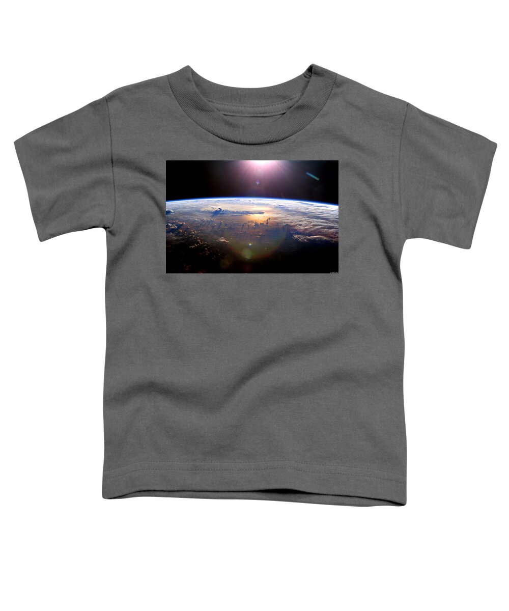 Sunset From Iss Toddler T-Shirt featuring the photograph Sunset from ISS Enhanced by Weston Westmoreland