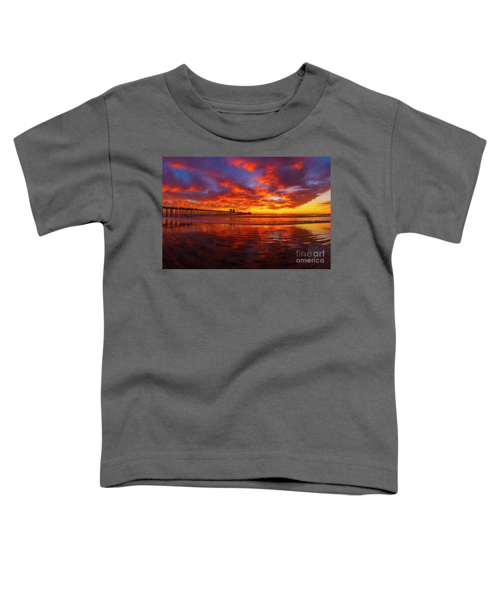 Pier Toddler T-Shirt featuring the photograph Sunset in Oceanside by Rich Cruse