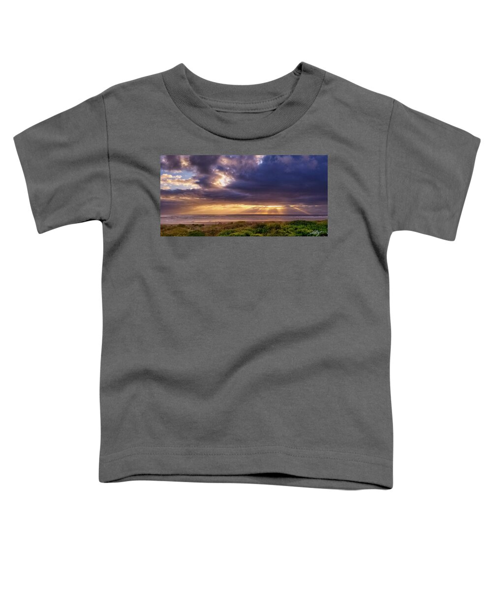 Sunset In Waldport Toddler T-Shirt featuring the photograph Sunset in Waldport by Meg Leaf