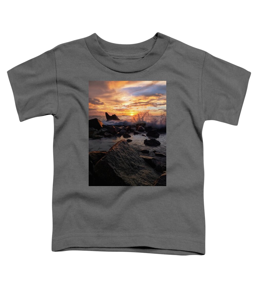 Sunset Toddler T-Shirt featuring the photograph Sunset splash by Erika Valkovicova