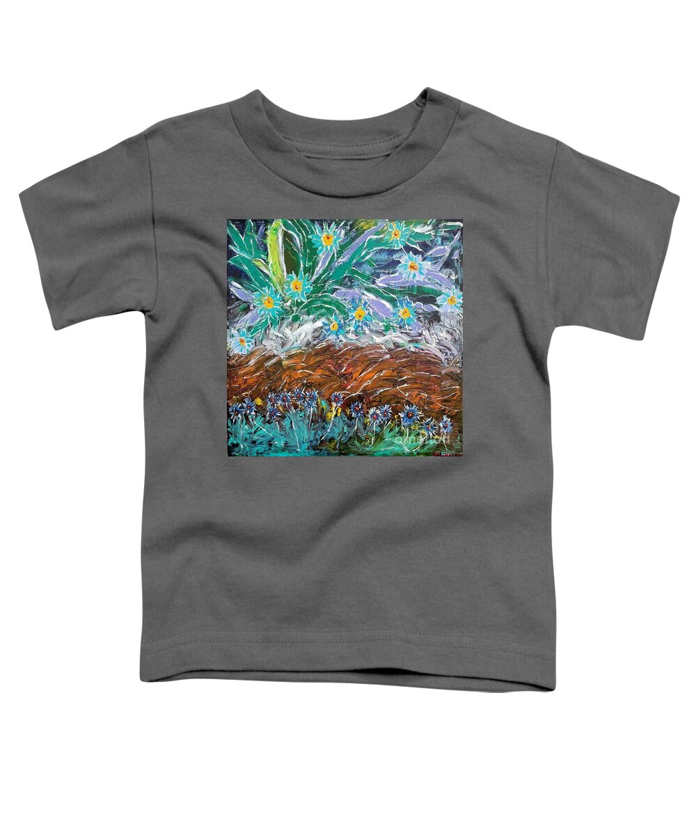  Toddler T-Shirt featuring the painting Super Bowl Sunday Backyard by Mark SanSouci