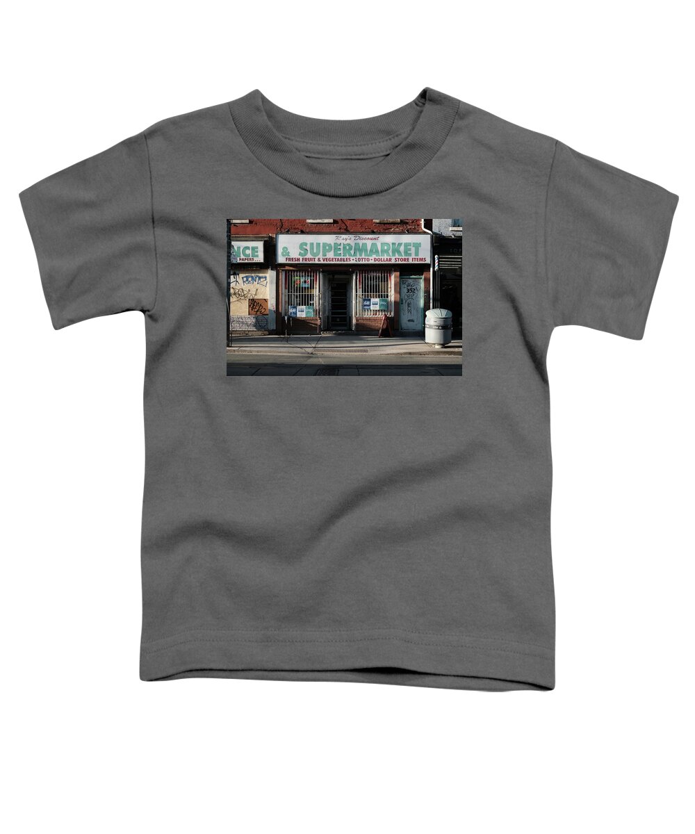 Storefront Toddler T-Shirt featuring the photograph Super by Kreddible Trout