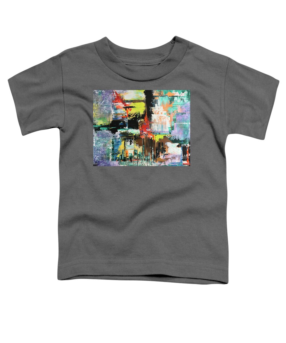 Abstract Toddler T-Shirt featuring the painting Surrounded by Maria Karlosak