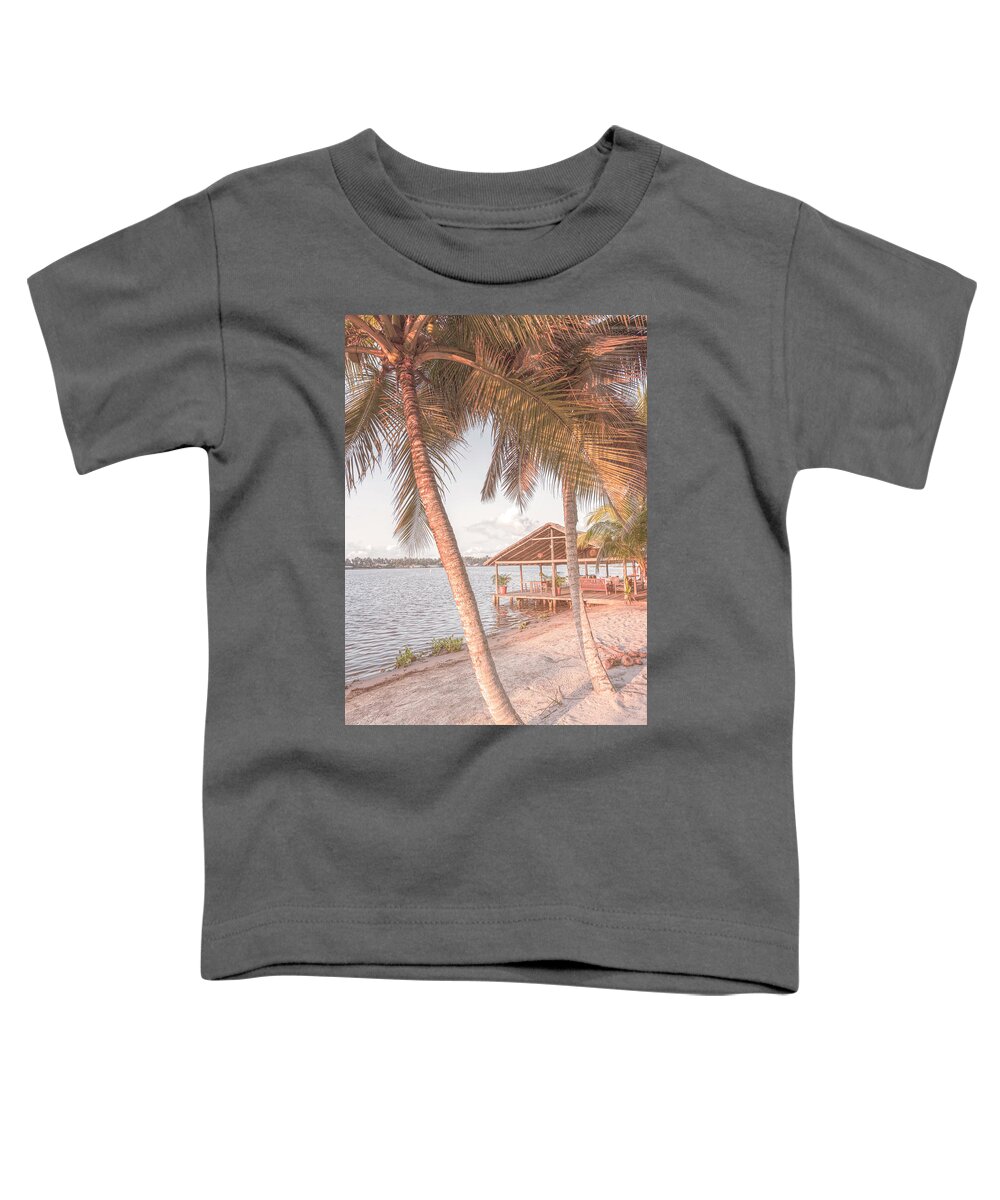 African Toddler T-Shirt featuring the photograph Swaying Palms at Sunrise in Pale Colors by Debra and Dave Vanderlaan