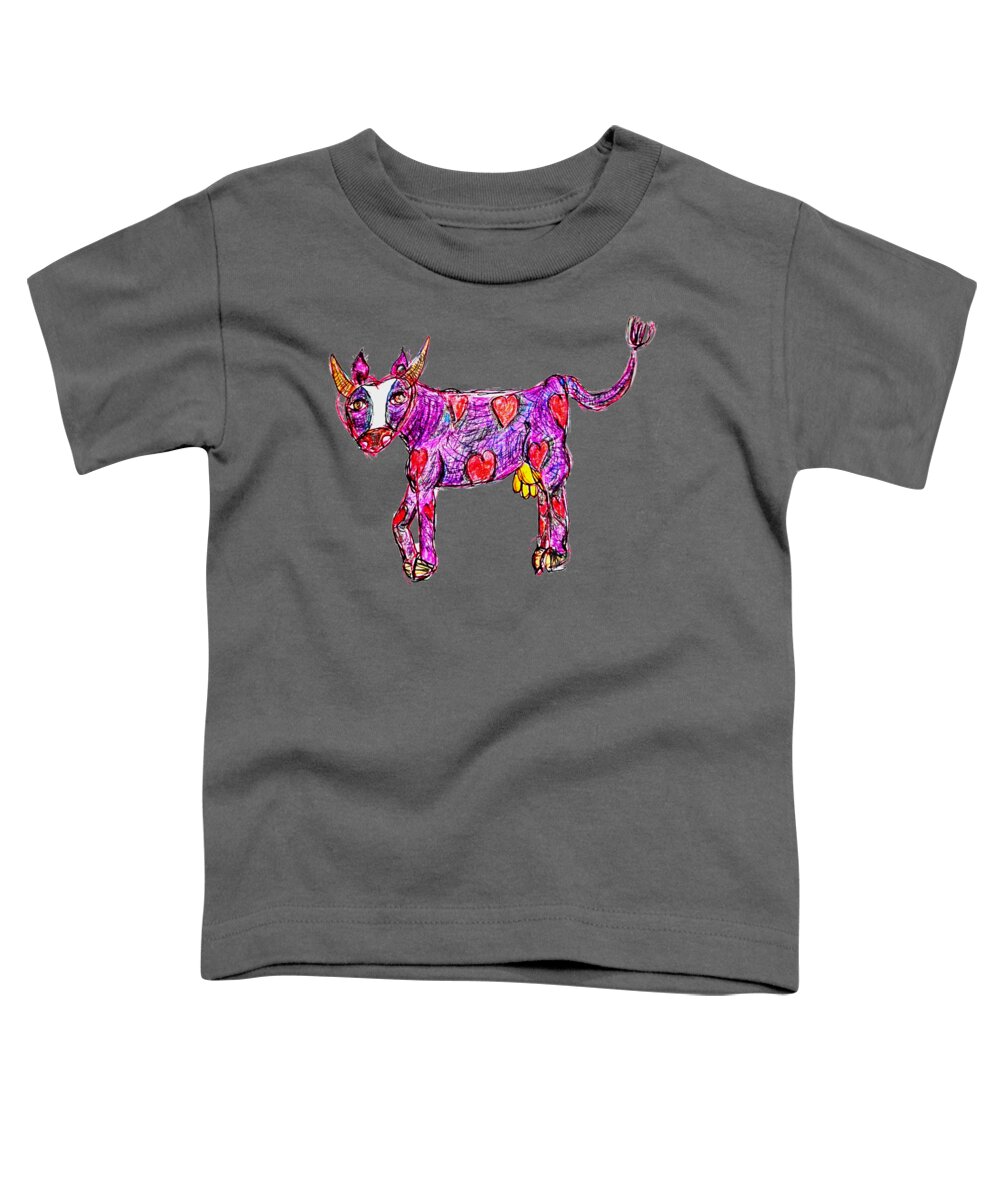 Cow Toddler T-Shirt featuring the digital art Sweet Cow by Mimulux Patricia No