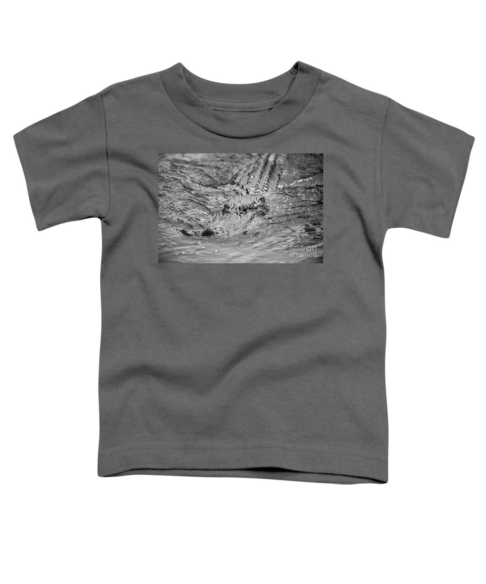 Alligator Toddler T-Shirt featuring the photograph Swimming Alligator by Kimberly Blom-Roemer