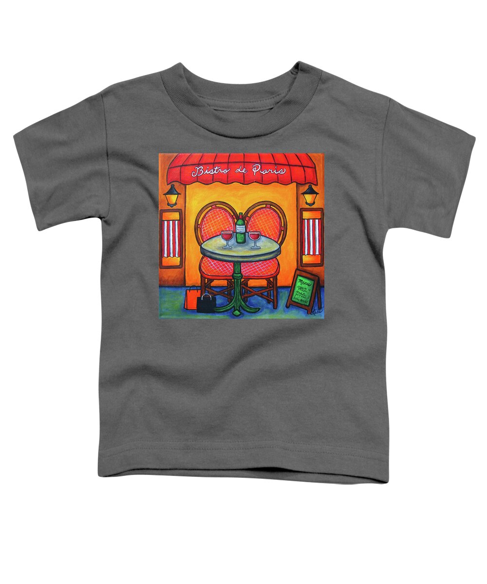 Paris Toddler T-Shirt featuring the painting Table for Two in Paris by Lisa Lorenz