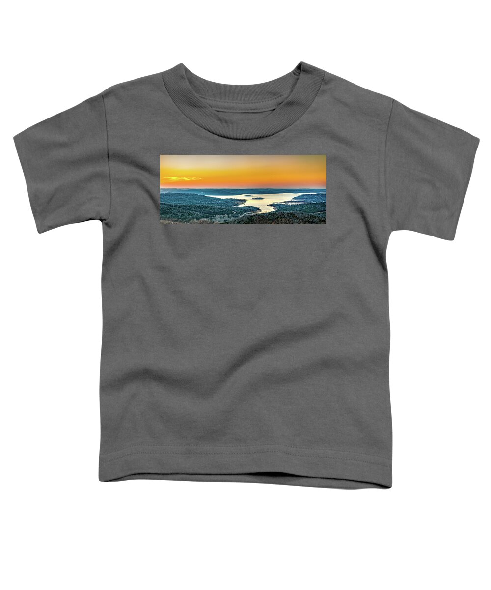 America Toddler T-Shirt featuring the photograph Table Rock Lake Sunset Panorama by Gregory Ballos