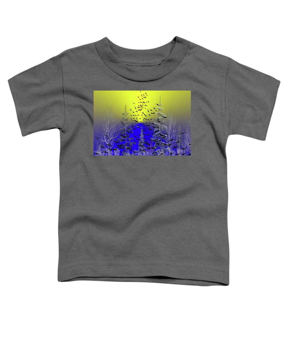 Animal Toddler T-Shirt featuring the mixed media Taking Flight Early Winter Morning by David Dehner