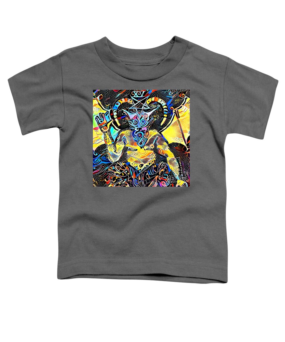 Wingsdomain Toddler T-Shirt featuring the photograph Tarot Card The Devil in Contemporary Modern Design 20210127 Square by Wingsdomain Art and Photography
