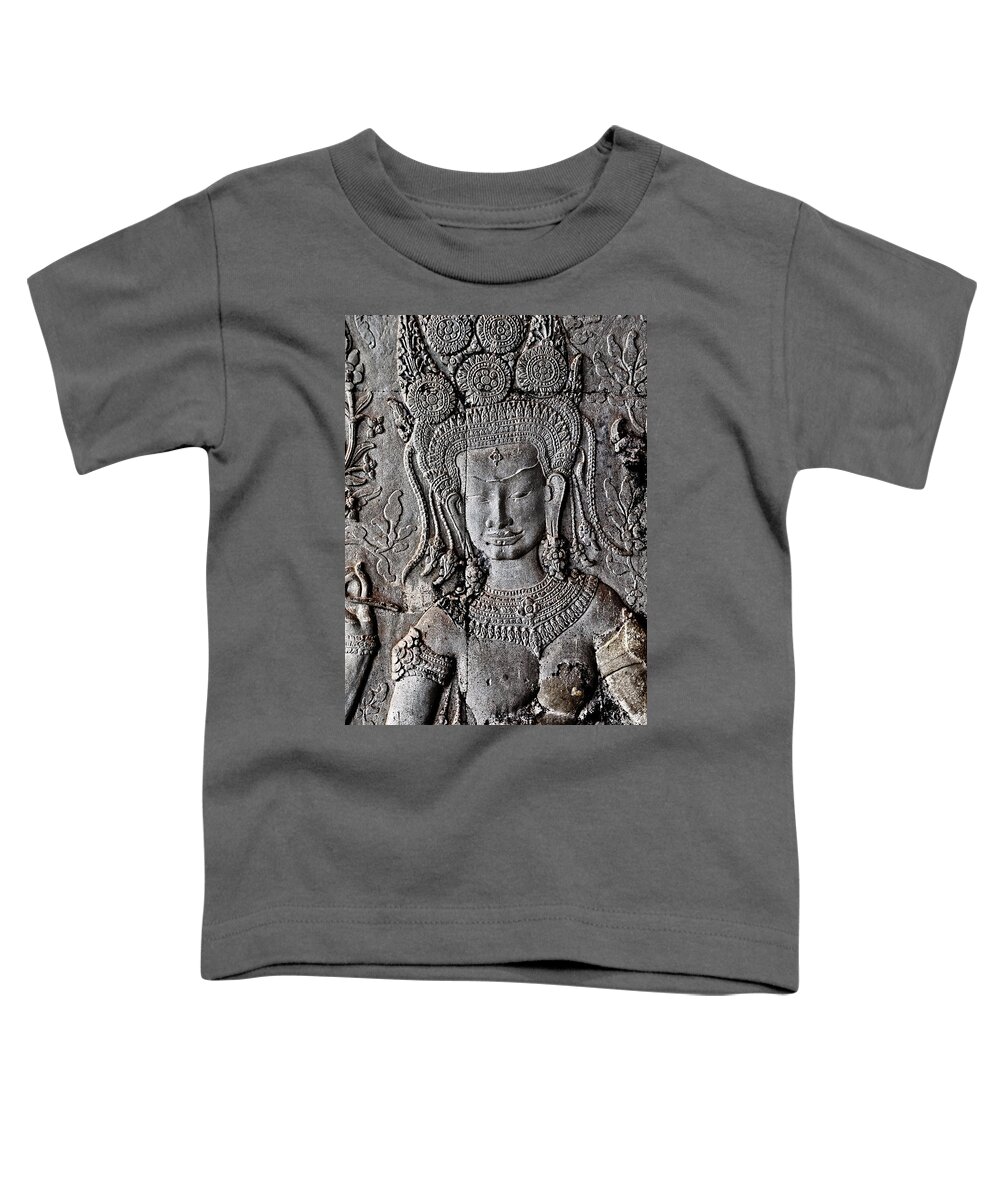 Angkor Toddler T-Shirt featuring the photograph Temple detail, Angkor Wat. Cambodia by Lie Yim
