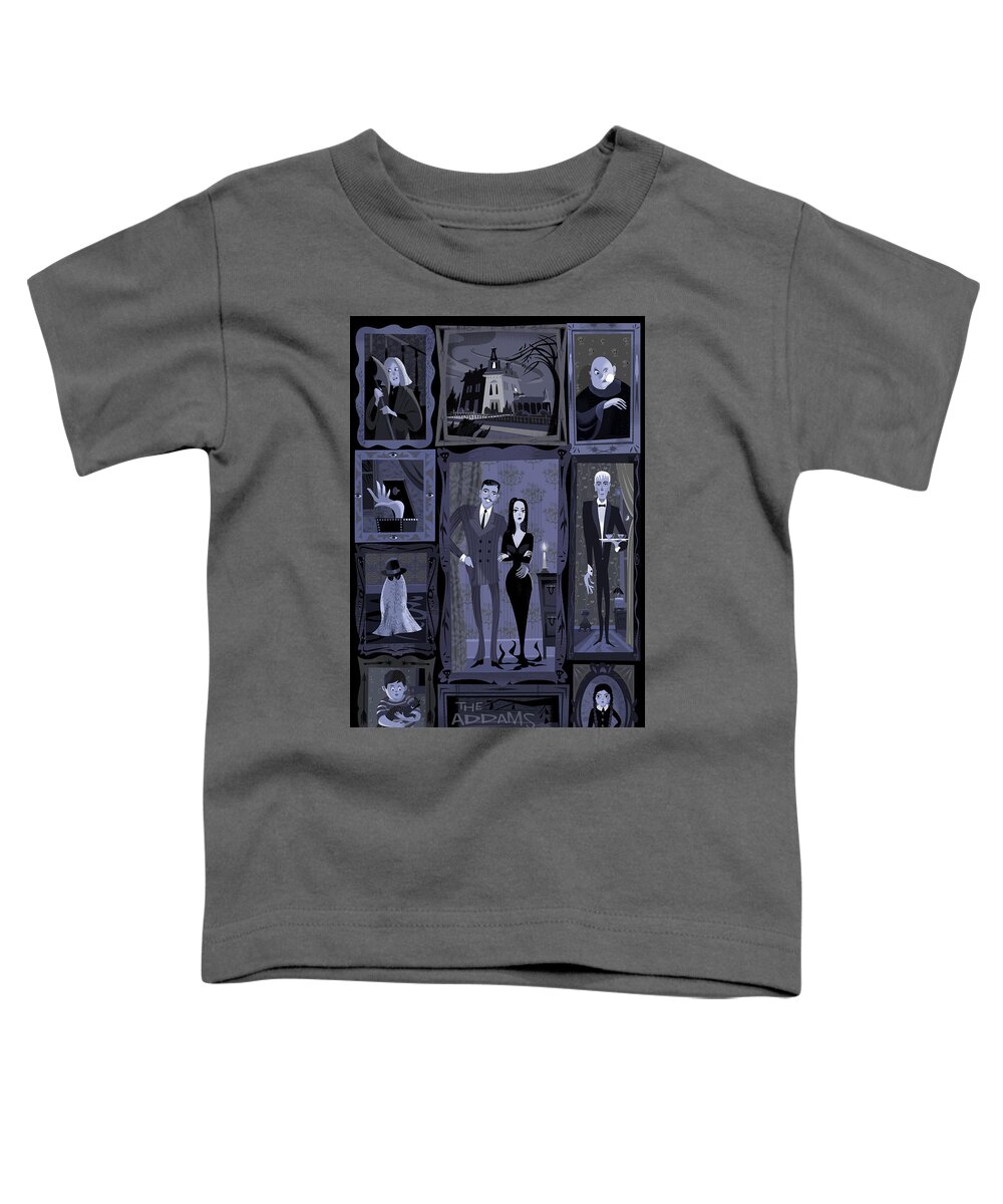 Addams Family Toddler T-Shirt featuring the digital art The Addams Family by Alan Bodner