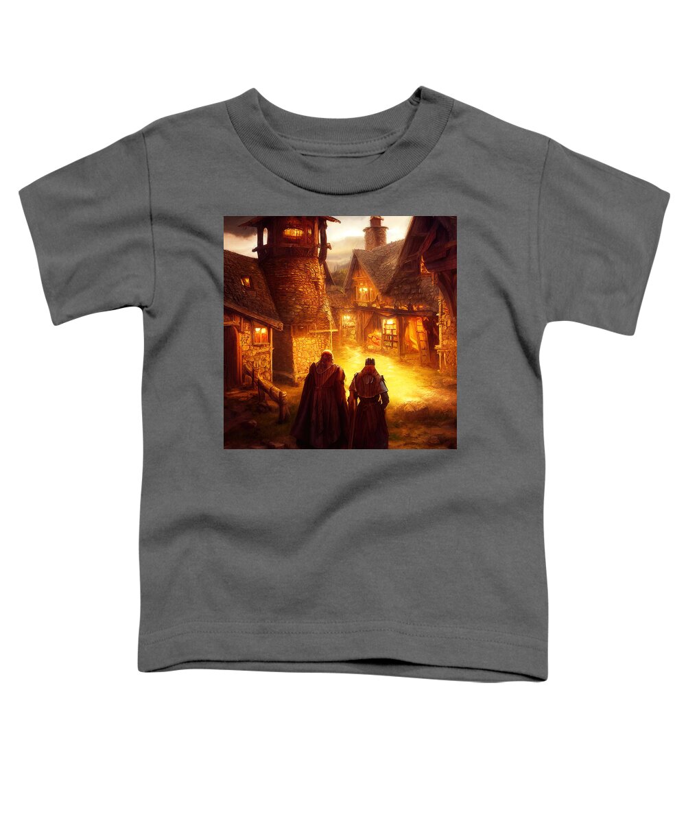 Fantasy Toddler T-Shirt featuring the painting The ancient village of Roiroth, 03 by AM FineArtPrints