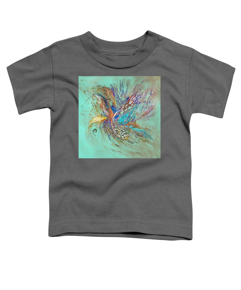 Black Background Toddler T-Shirt featuring the painting The Angel Wings #15. Digital version 2 by Elena Kotliarker