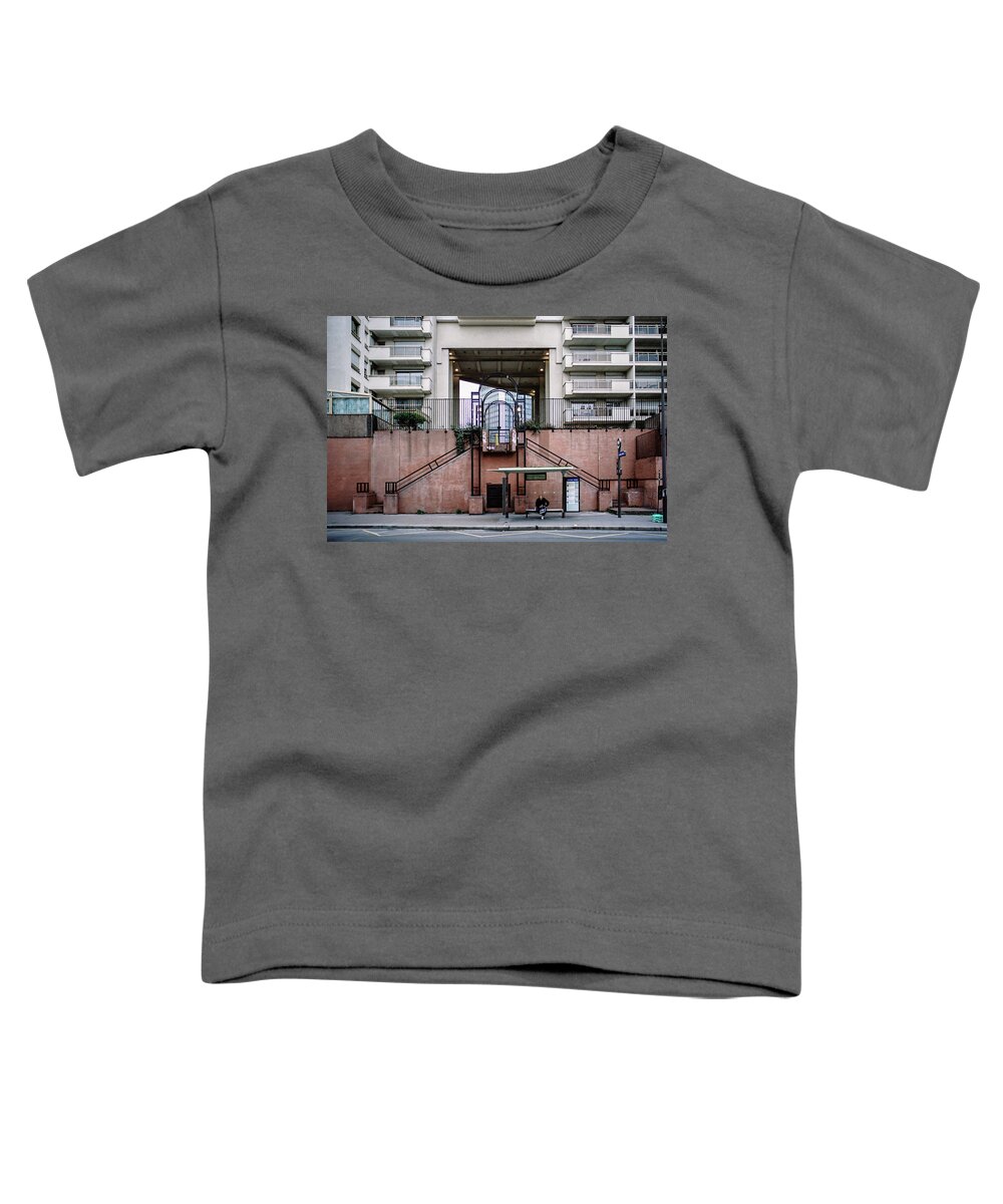 City Toddler T-Shirt featuring the photograph The big city and the small man by Barthelemy De Mazenod