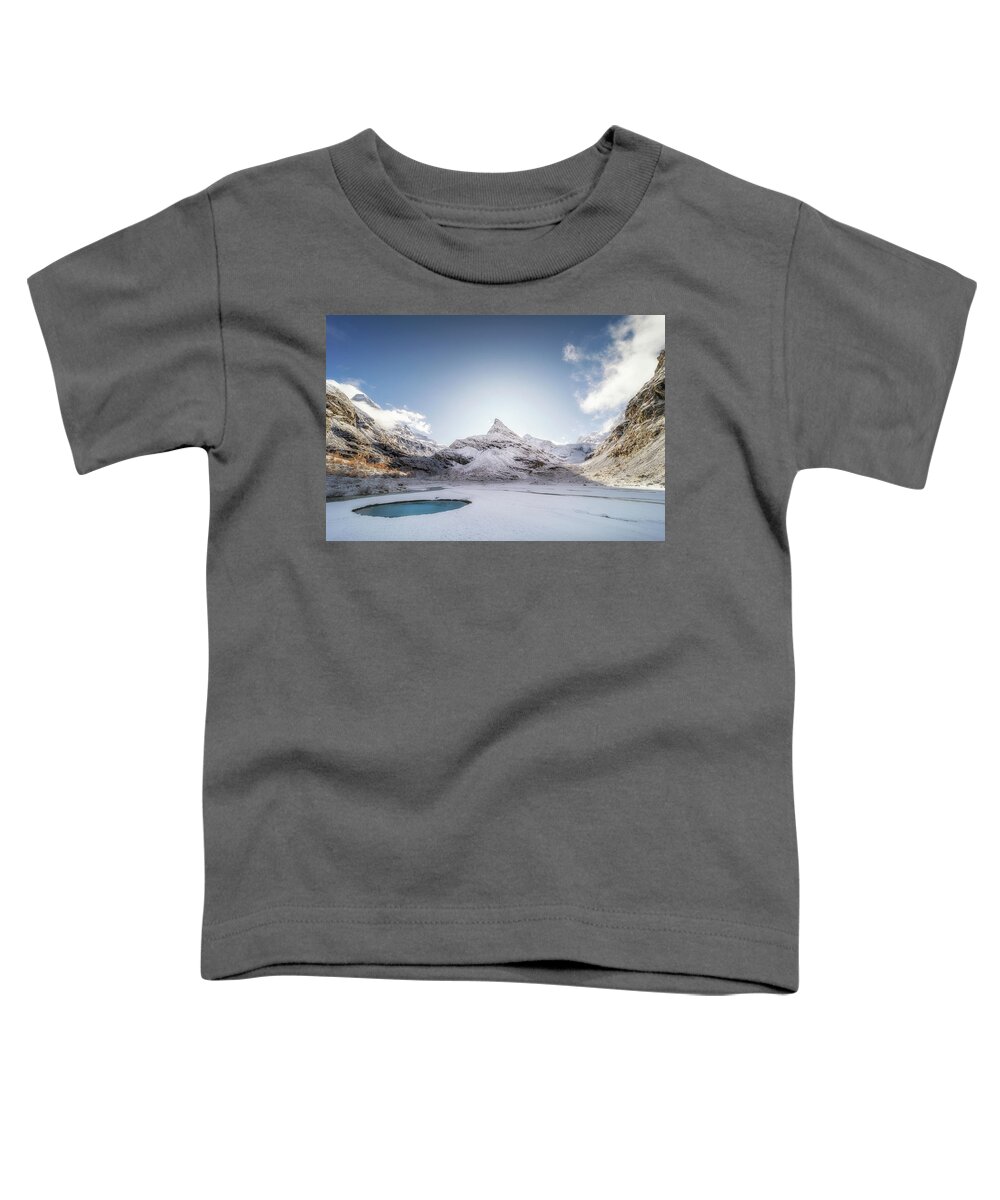 Alpine Toddler T-Shirt featuring the photograph The blue pool by Dominique Dubied