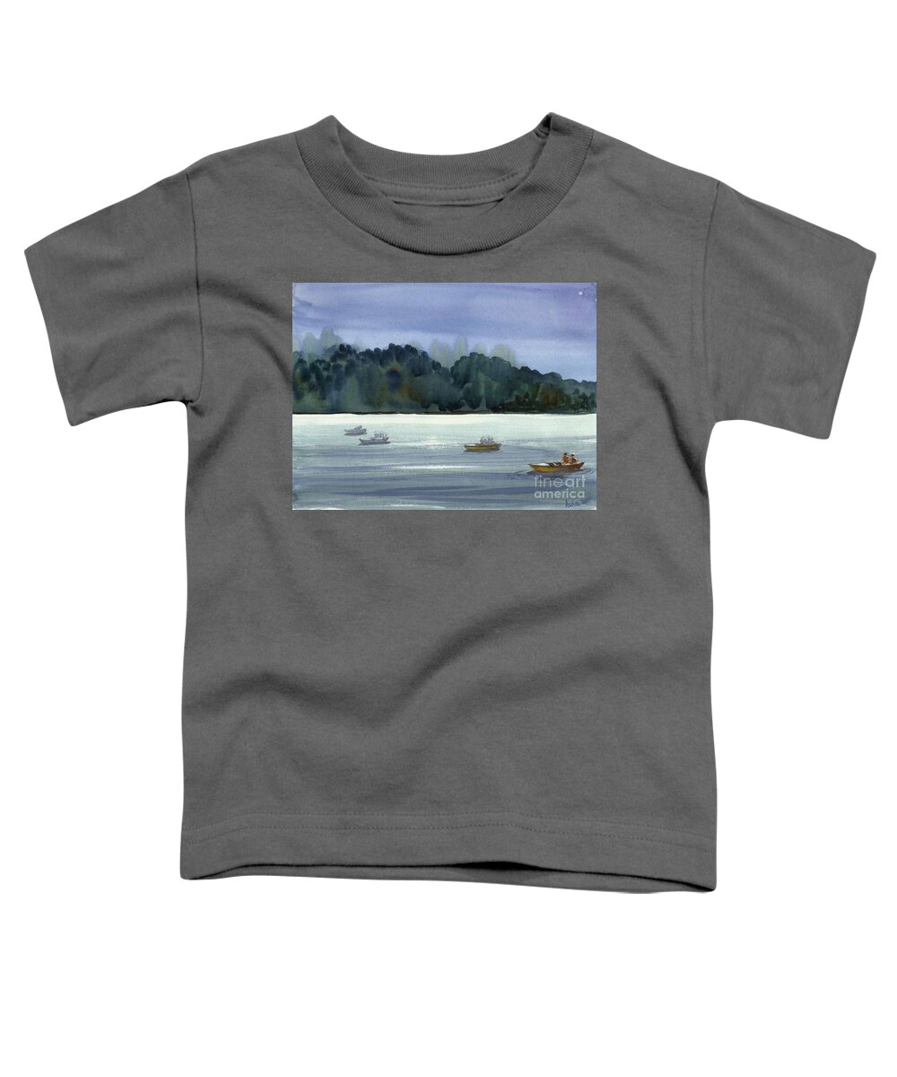 Boats Toddler T-Shirt featuring the painting The boat ride by Asha Sudhaker Shenoy