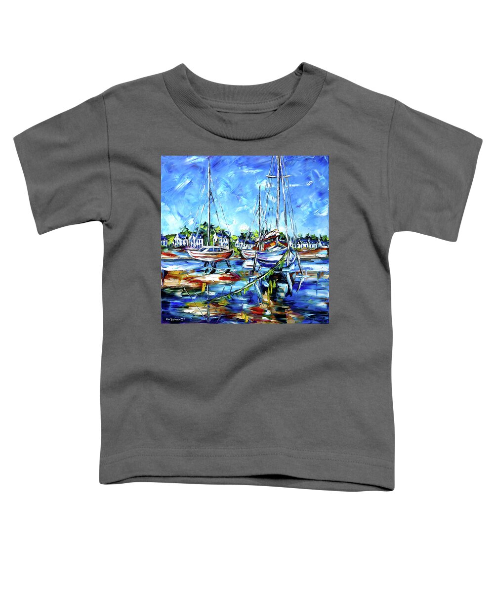 Boats On Wooden Piles Toddler T-Shirt featuring the painting The Boats Of Brittany by Mirek Kuzniar