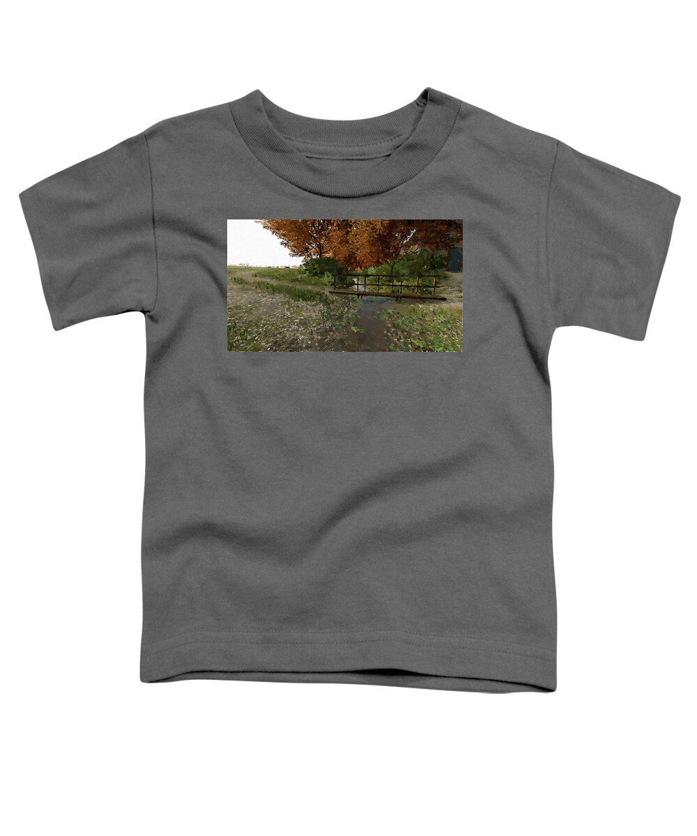 Bridge Toddler T-Shirt featuring the painting The Bridge by Charlie Roman