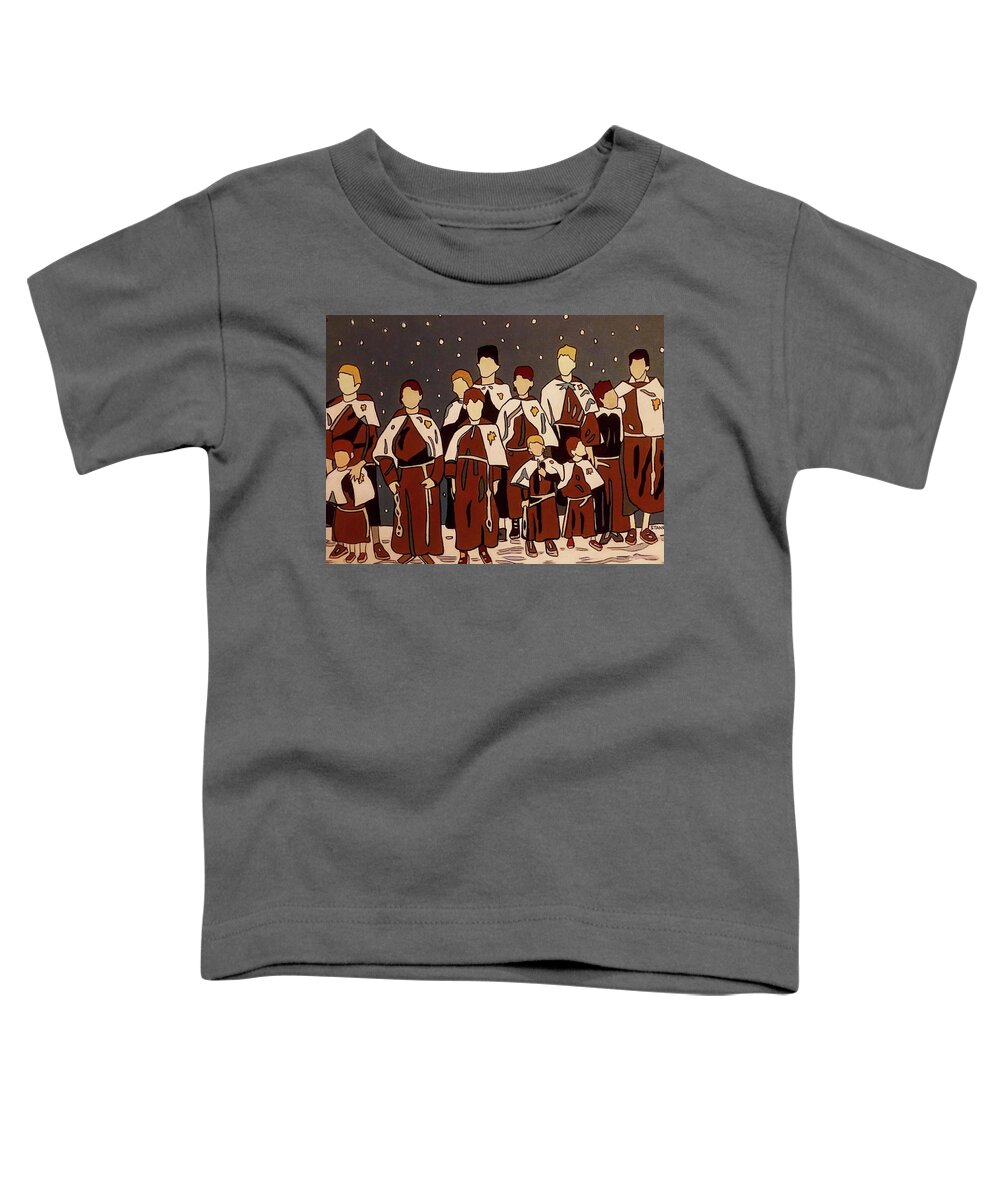 Choir Singers Christmas Snow Italy Toddler T-Shirt featuring the painting The Choir by Mike Stanko