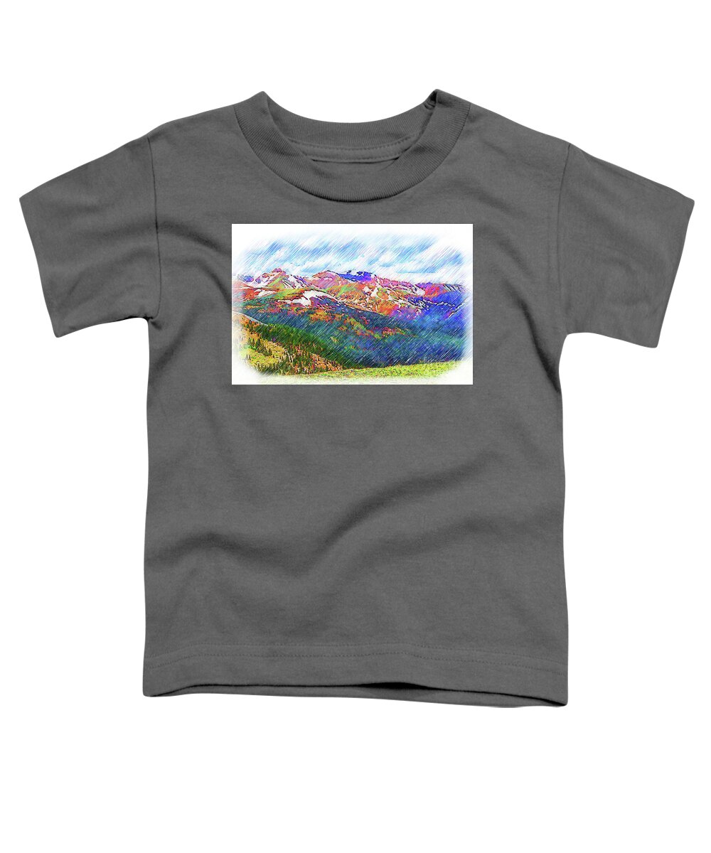 Loveland-pass Toddler T-Shirt featuring the digital art The Colorado Continental Divide on Loveland Pass by Kirt Tisdale