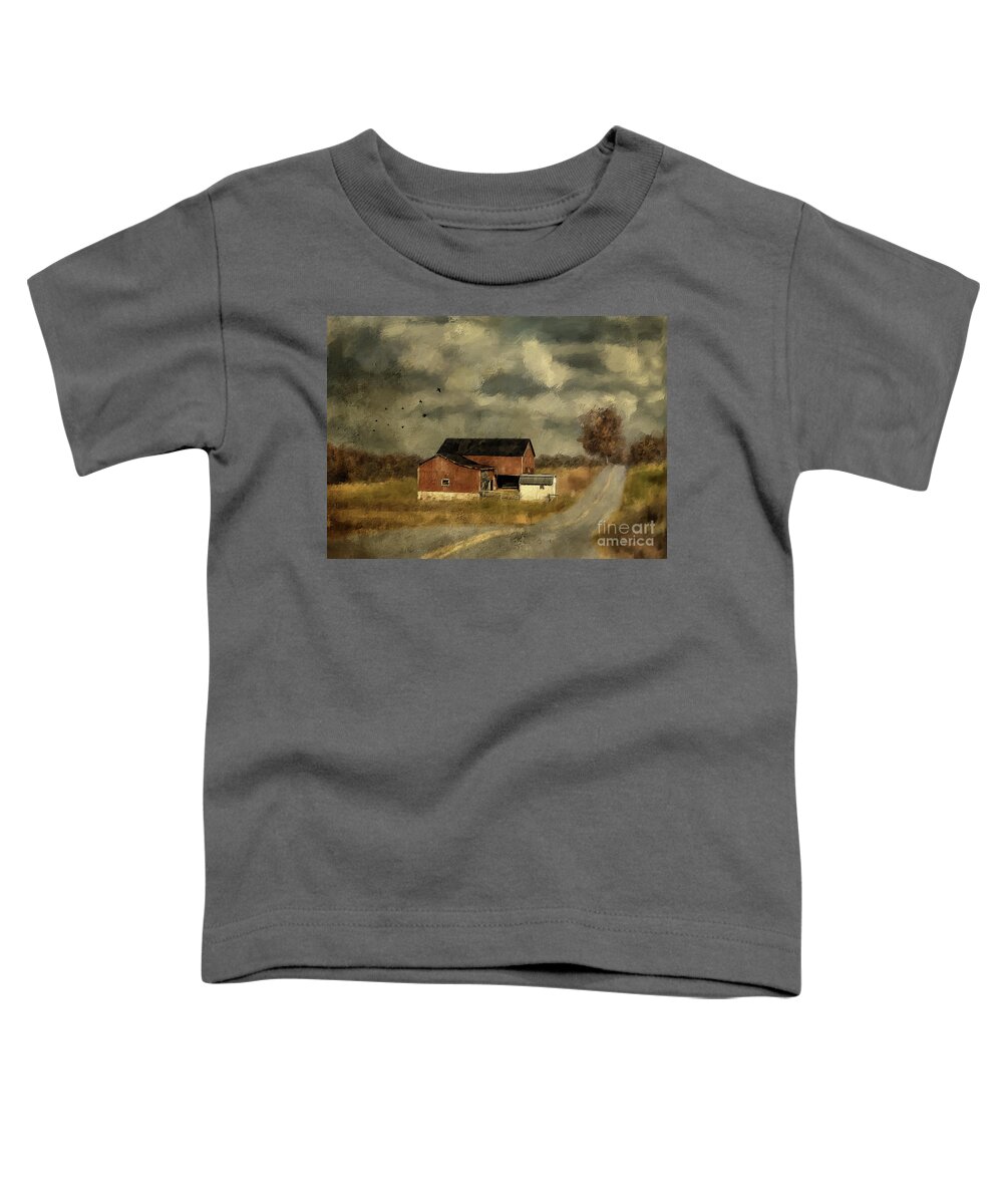Farm Toddler T-Shirt featuring the digital art The Coming On Of Winter by Lois Bryan