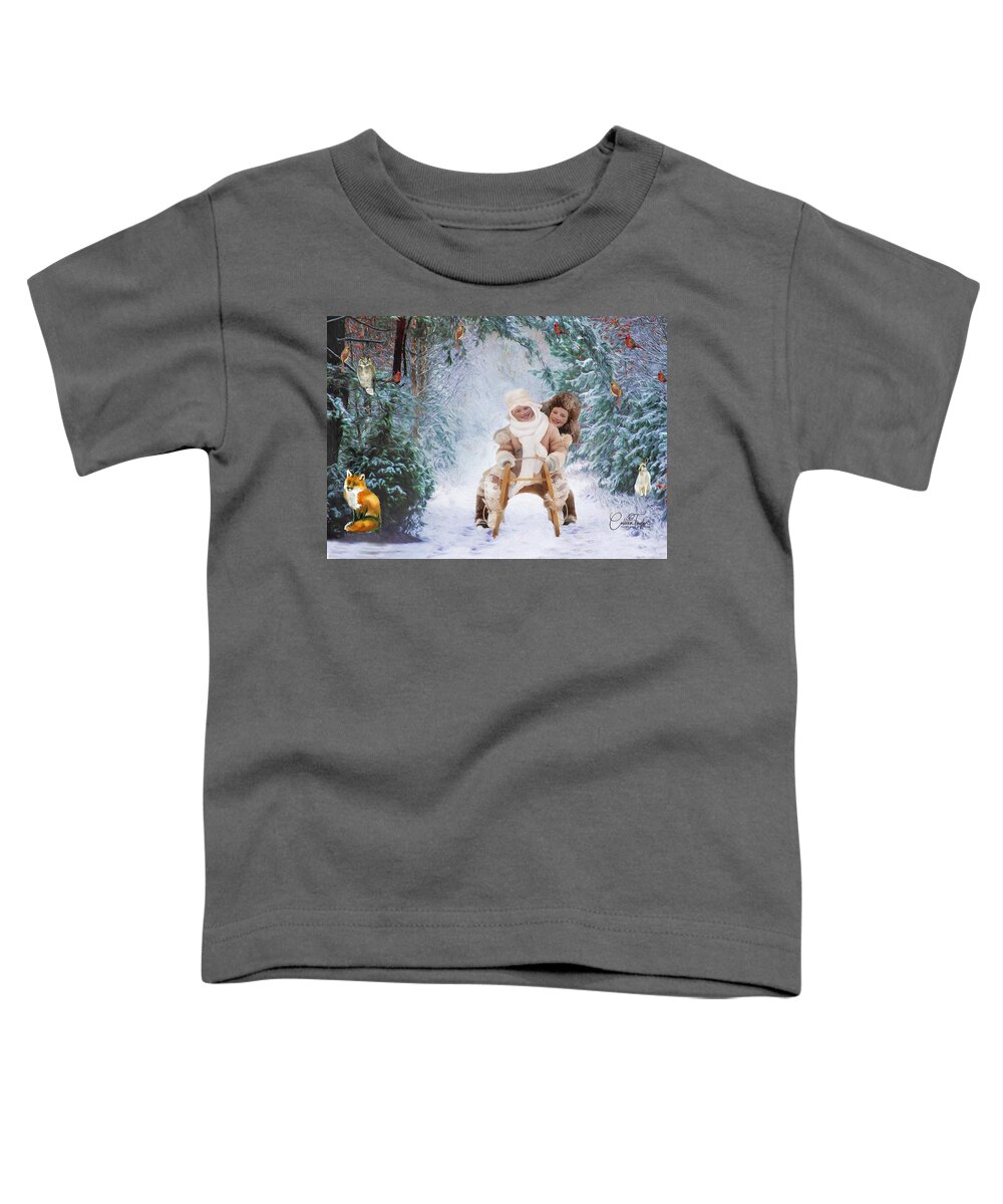 Paintings Of Children Toddler T-Shirt featuring the mixed media The Enchanted Forest by Colleen Taylor