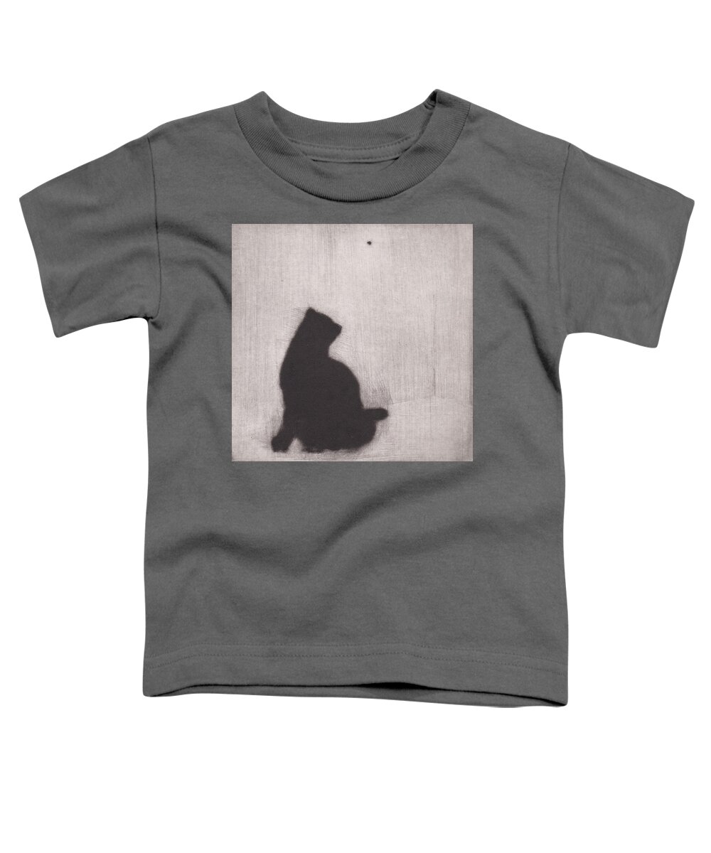 Cat Toddler T-Shirt featuring the drawing The Entomologist - etching by David Ladmore