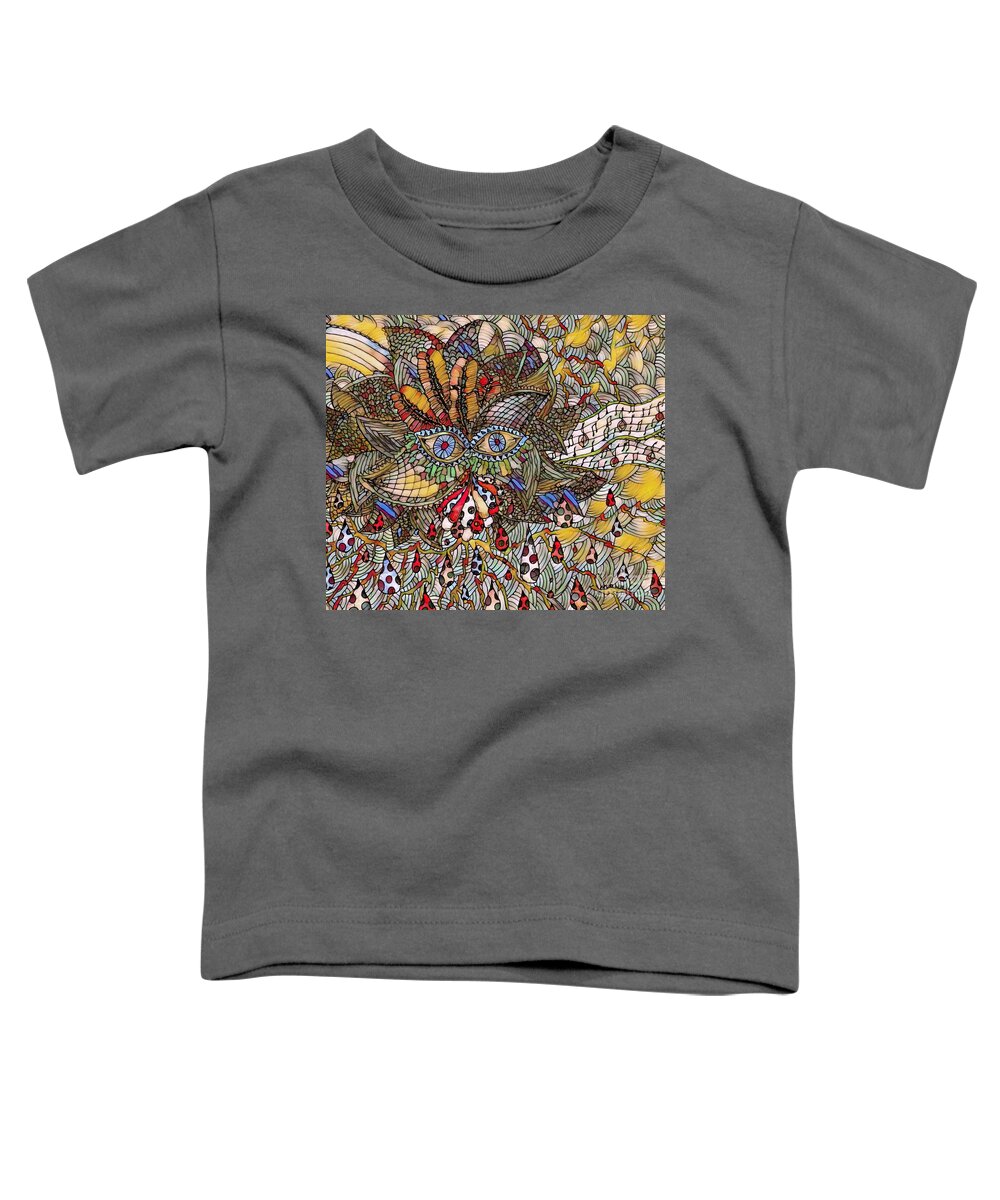 Abstract Surreal Weird Odd Pillow Mask Cushion Fun Pattern Toddler T-Shirt featuring the painting The Eyes Of The Storm.....stained Glass by Bradley Boug