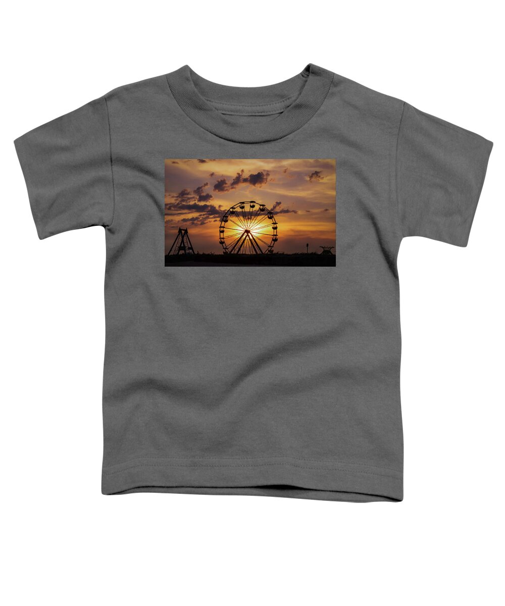 Sunset Toddler T-Shirt featuring the photograph The Ferris Wheel by Christina McGoran