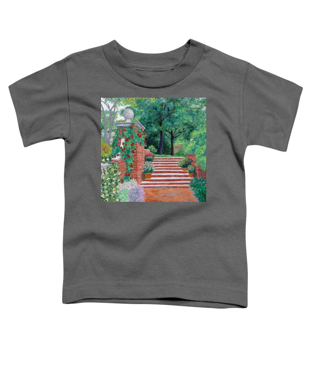 Garden Toddler T-Shirt featuring the painting The Garden Stairs by J Loren Reedy