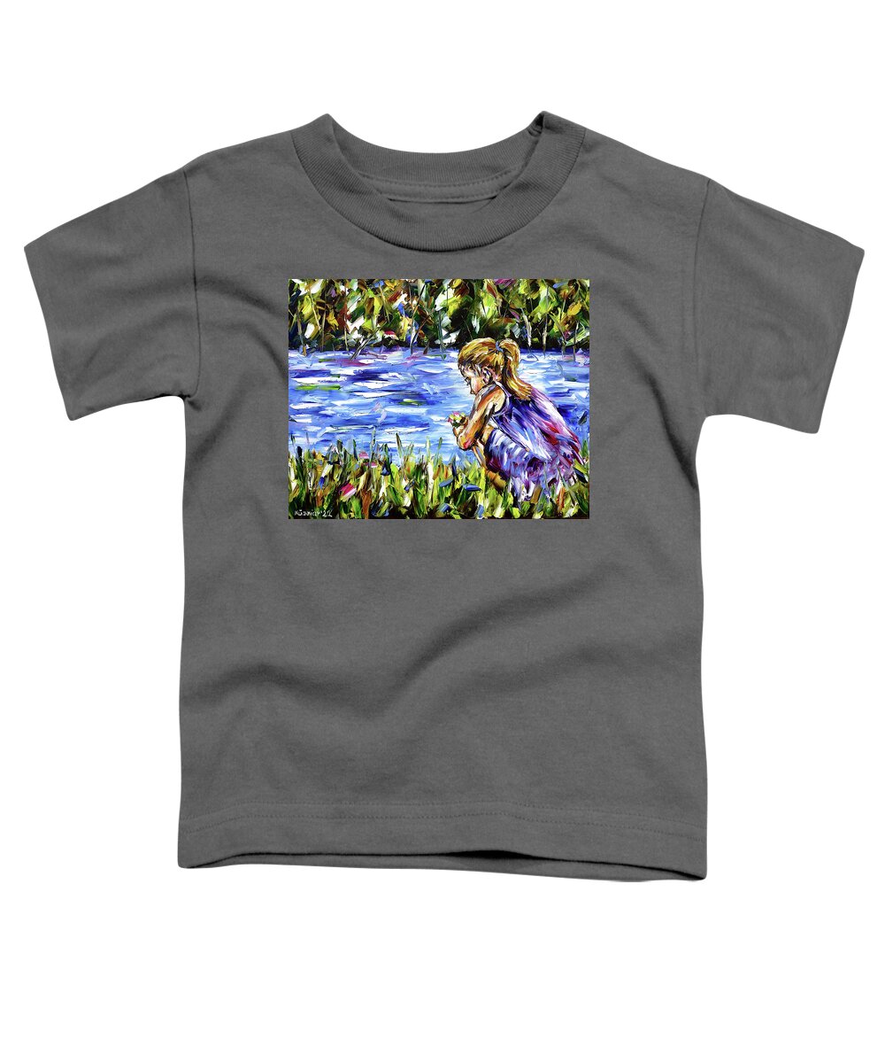 Little Girl Toddler T-Shirt featuring the painting The Girl By The River by Mirek Kuzniar