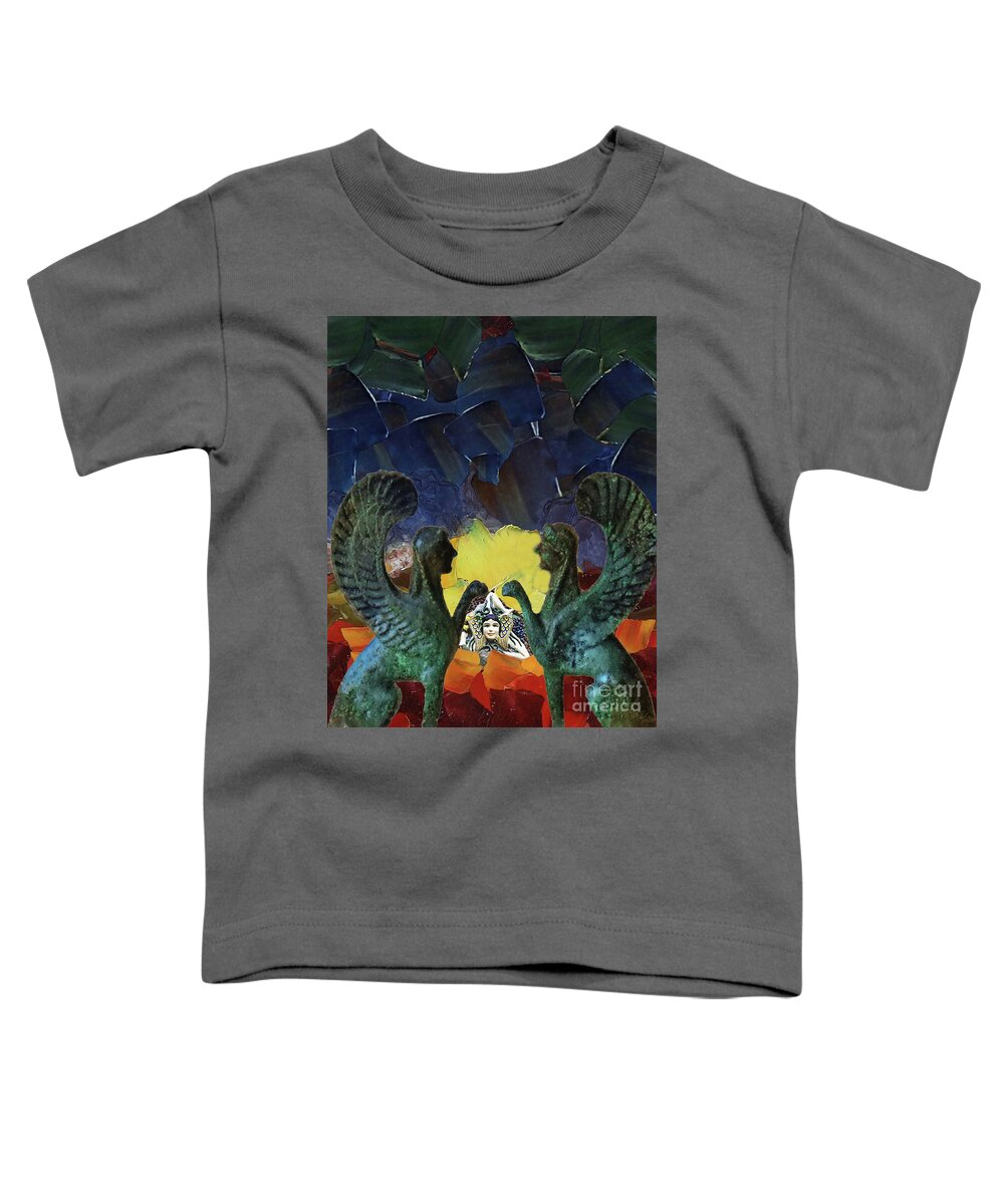 Ancient Toddler T-Shirt featuring the digital art The Gorgon Knows by Yorgos Daskalakis