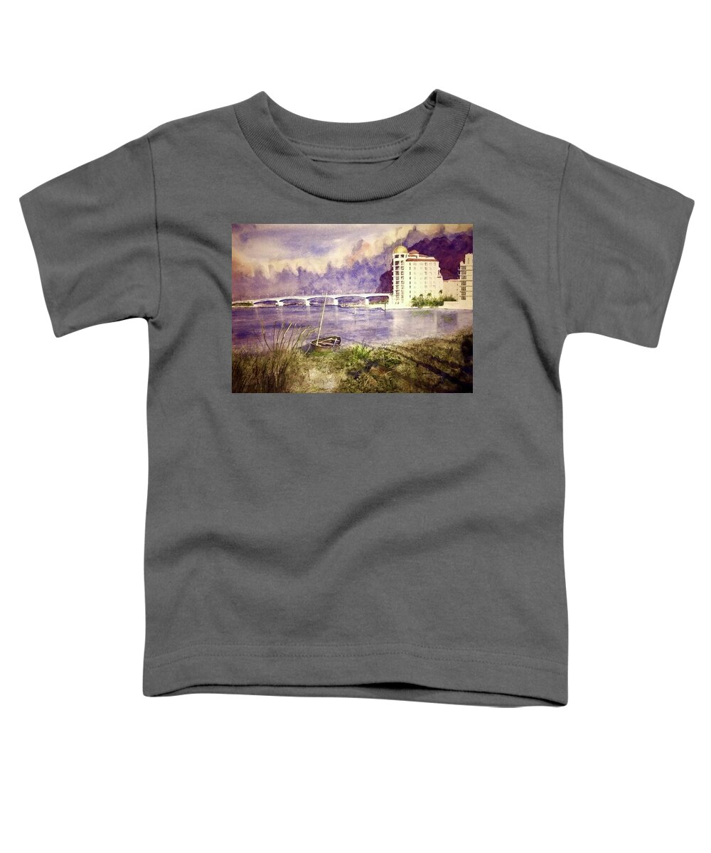 Sarasota Toddler T-Shirt featuring the painting The Grand Riveara And Skiff by John Glass