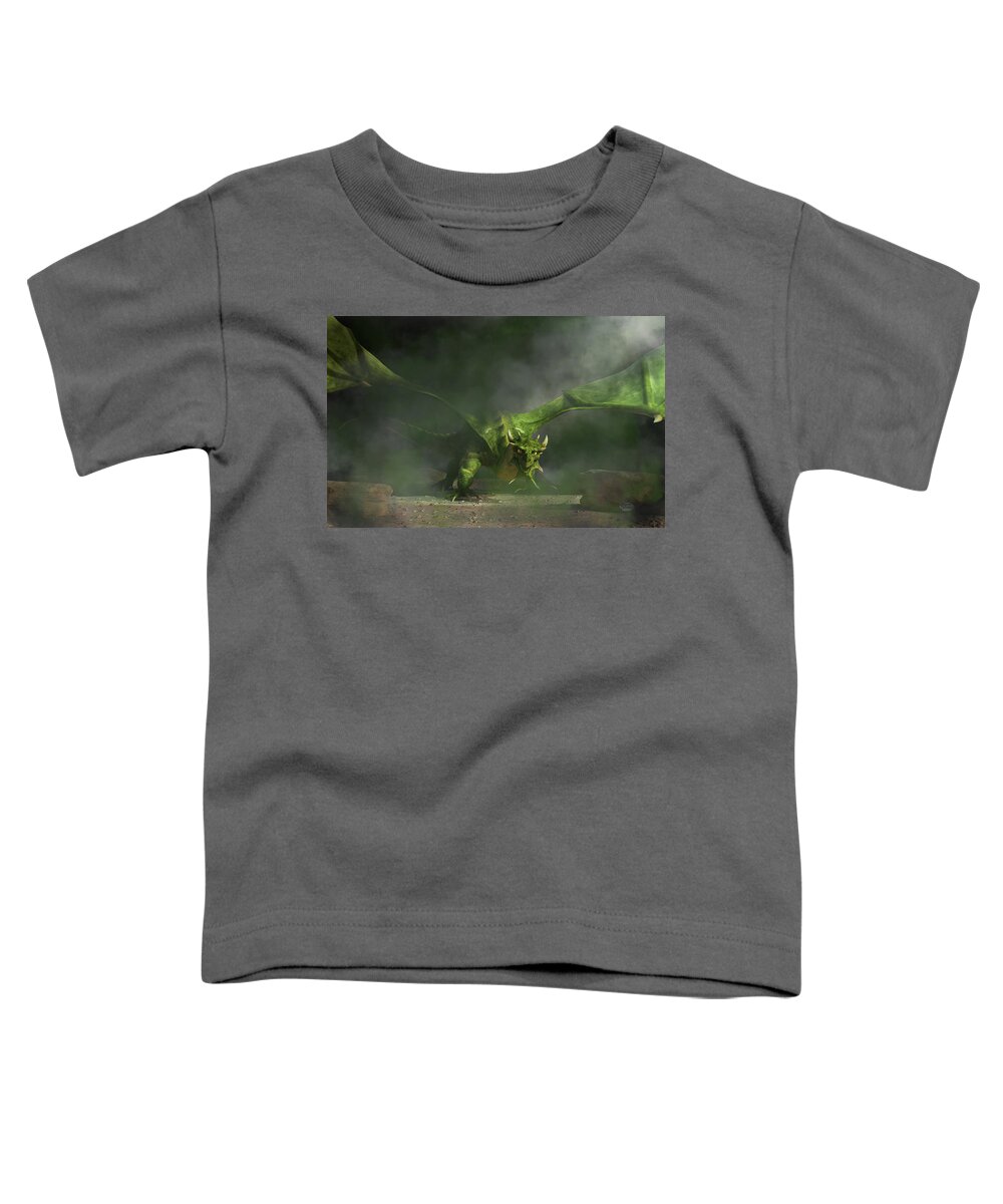 Dragon Toddler T-Shirt featuring the digital art The Green Dragon Approaches by Daniel Eskridge