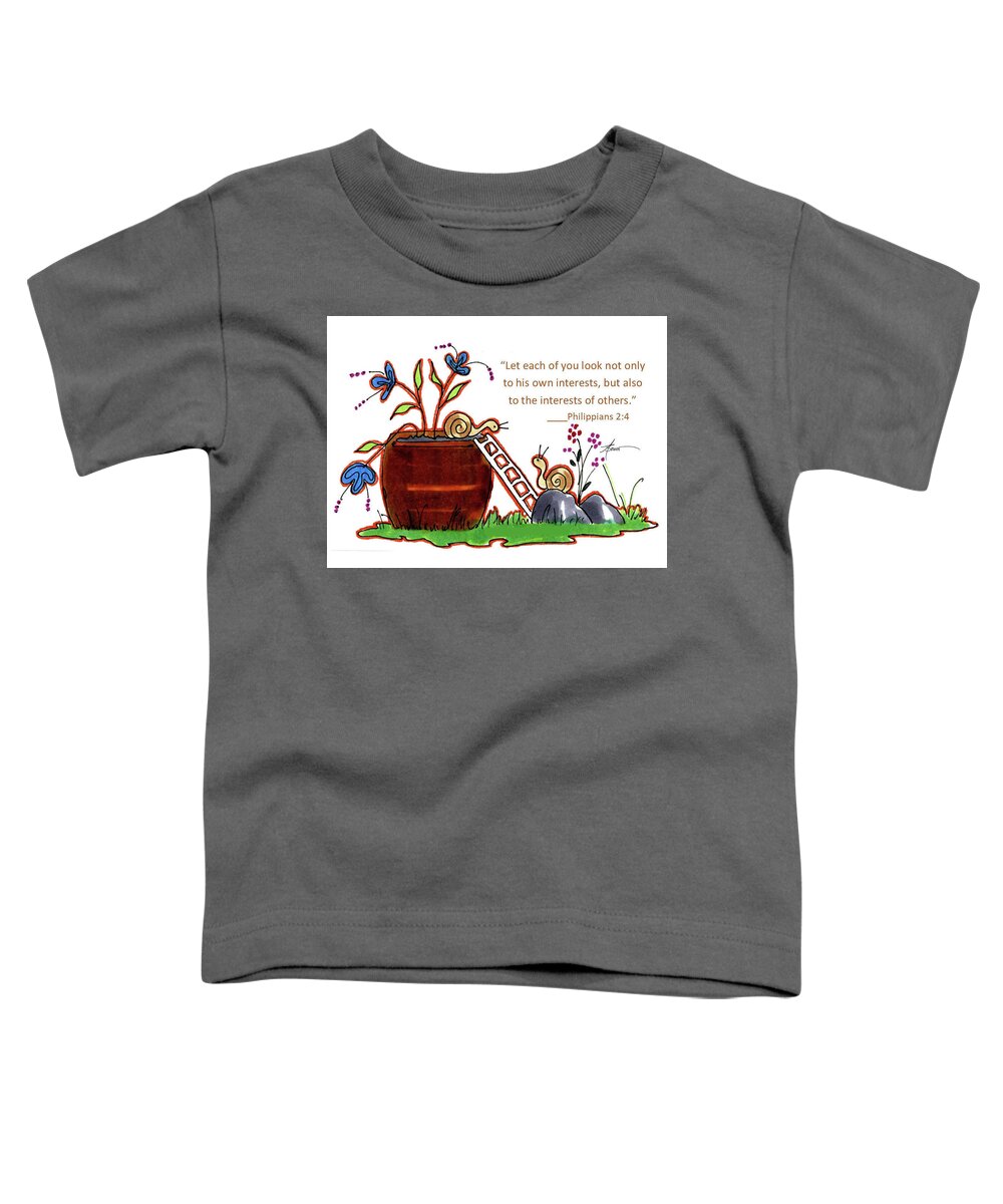Snails Toddler T-Shirt featuring the painting The Interests of Others by Adele Bower