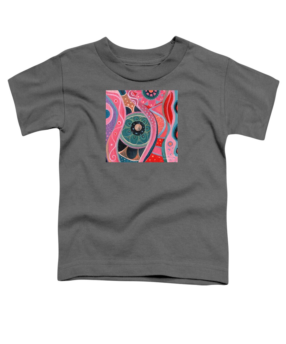 The Joy Of Design Liv By Helena Tiainen Toddler T-Shirt featuring the painting The Joy of Design L I V Part 2 by Helena Tiainen