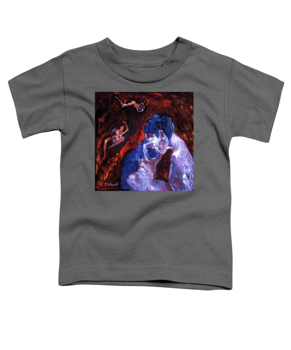 Kissing Toddler T-Shirt featuring the painting The Kiss by Irene Vincent